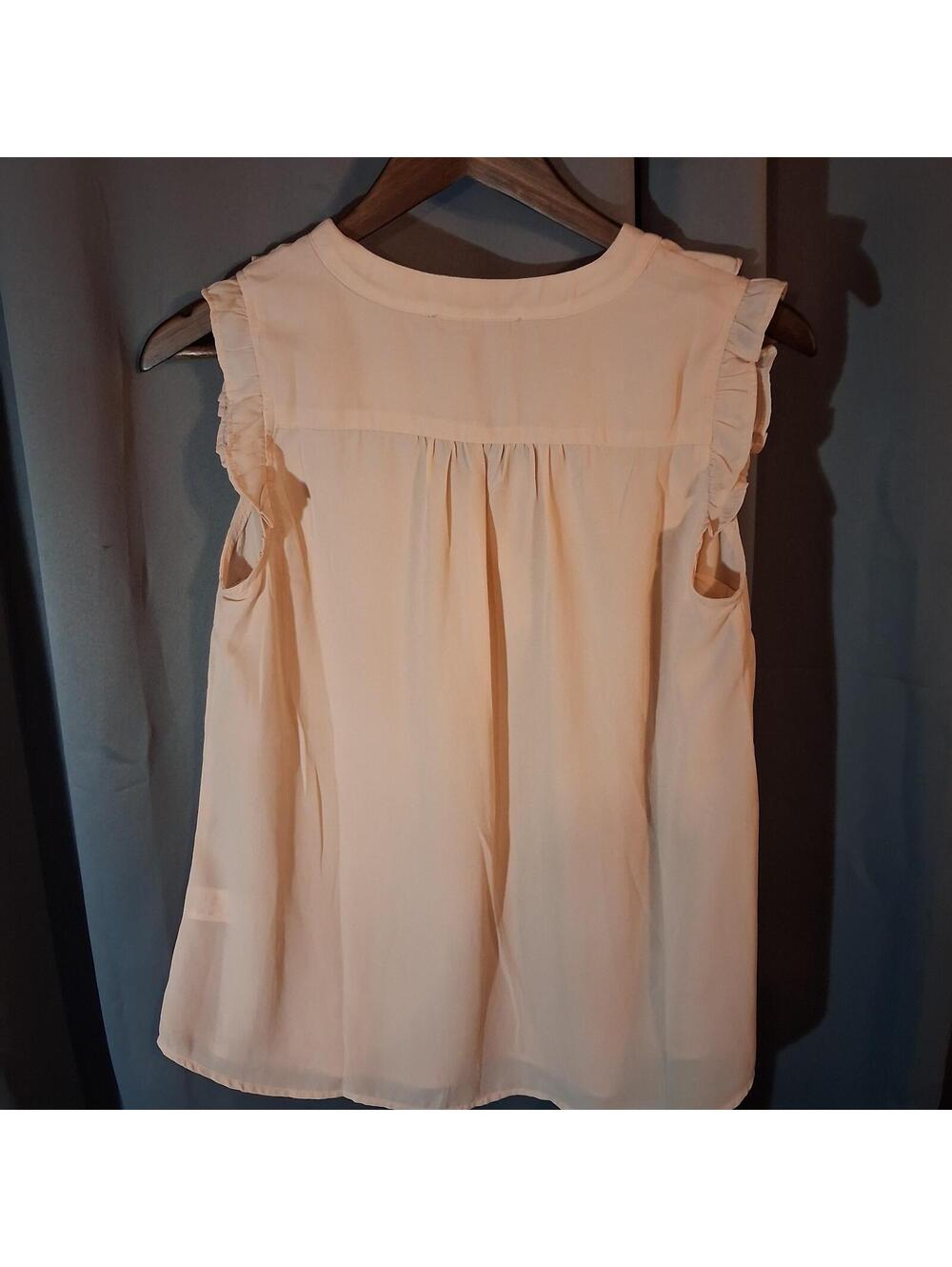 Doe & Rae Cream Ruffle Sleeveless Blouse - Picture 2 of 7